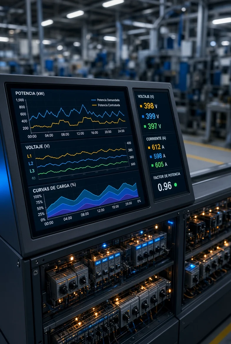 Monitor industrial de potencia demandada y contratada